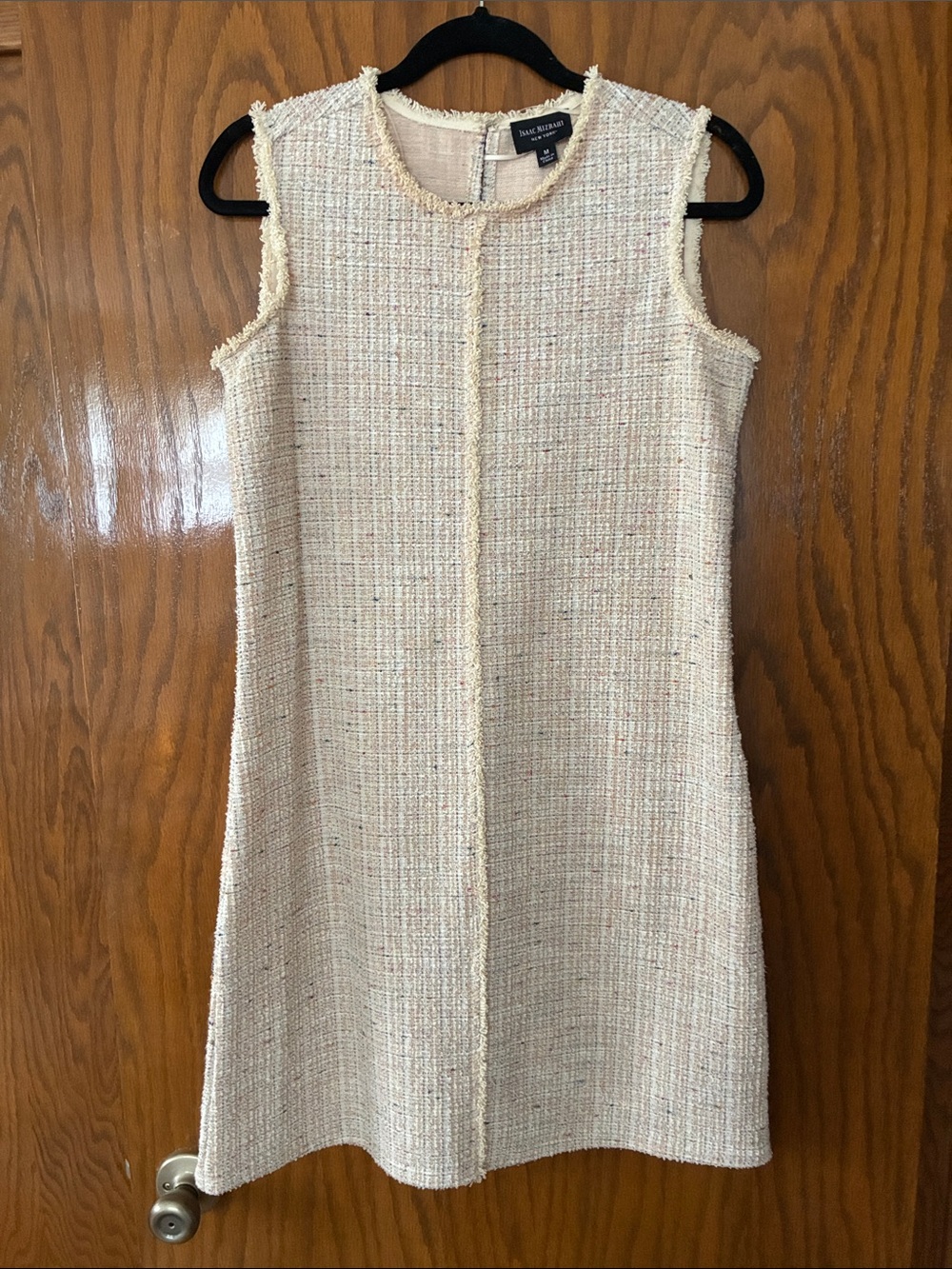 Isaac Mizrahi Cream Ivory Tweed Sleeveless Shift Dress